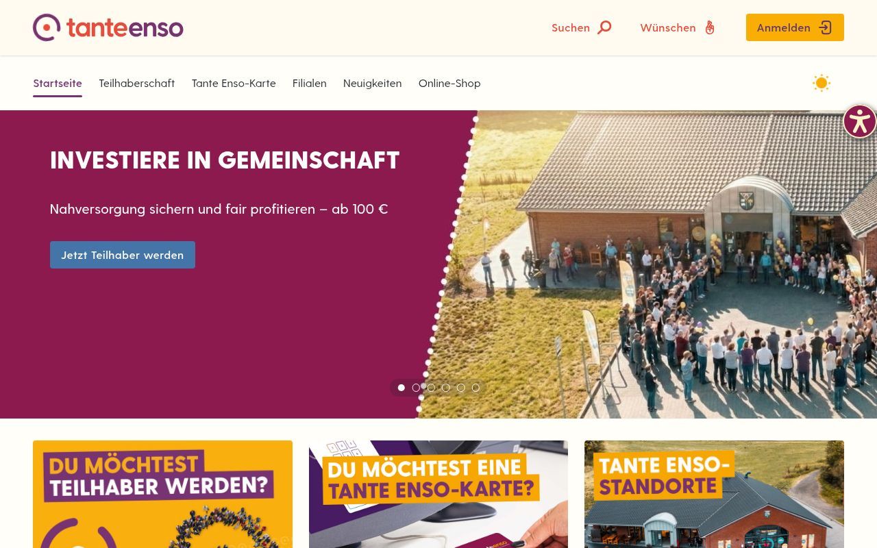 Homepage screenshot of tanteenso.de