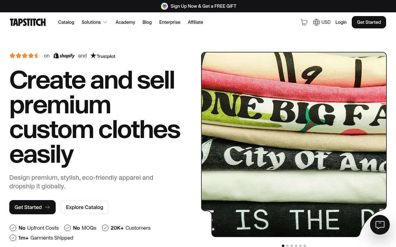 Homepage screenshot of tapstitch.com