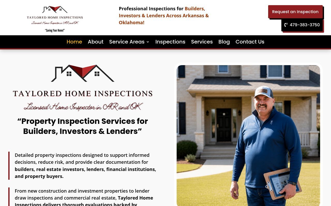 Homepage screenshot of tayloredhomeinspections.com