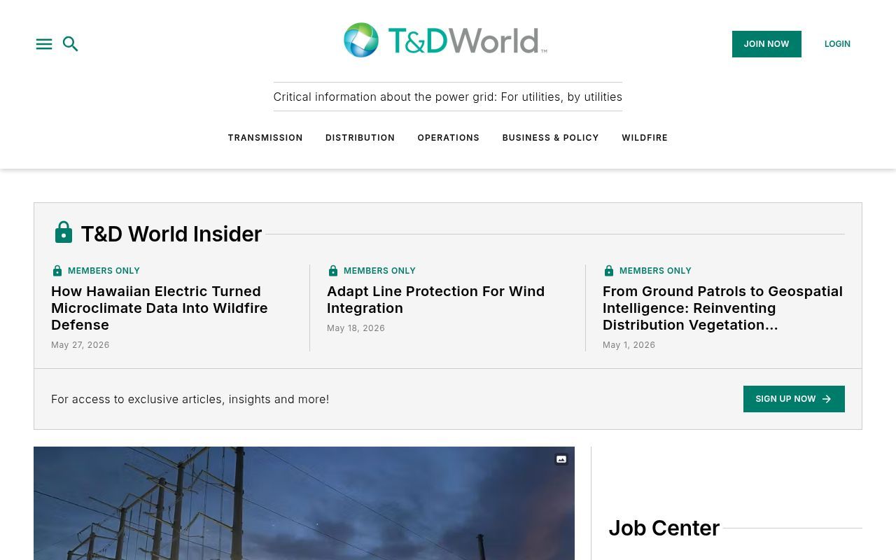 Homepage screenshot of tdworld.com