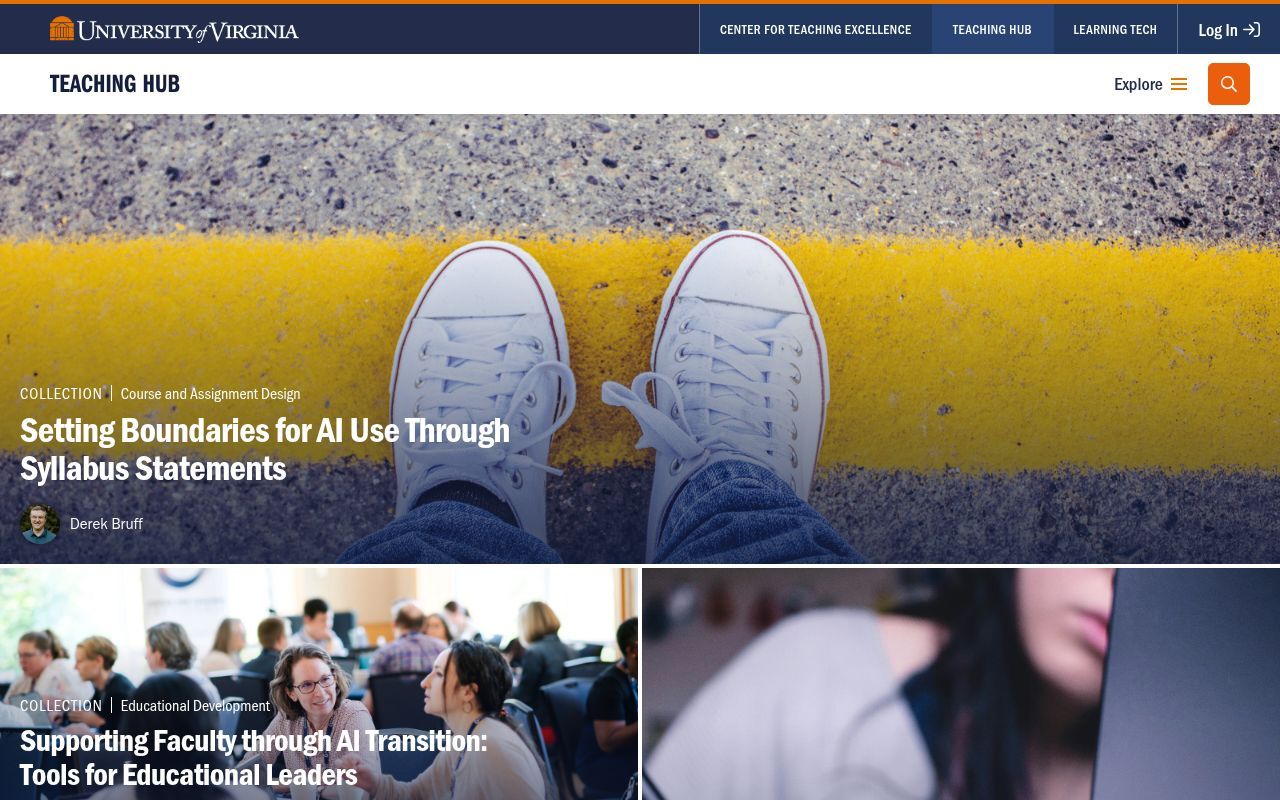 Homepage screenshot of teaching.virginia.edu