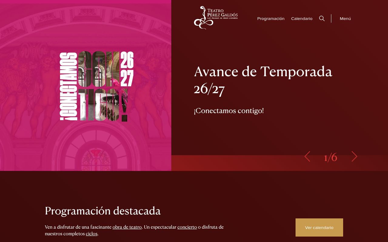 Homepage screenshot of teatroperezgaldos.es