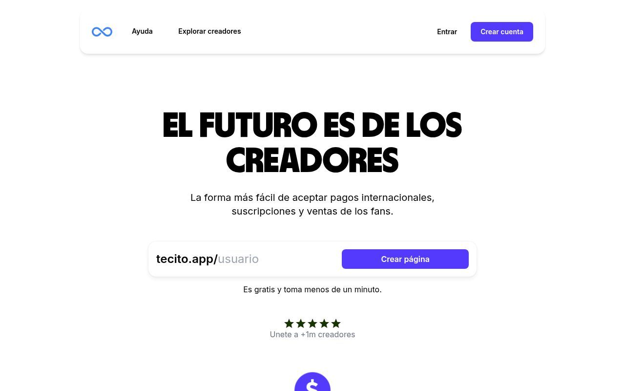 Homepage screenshot of tecito.app