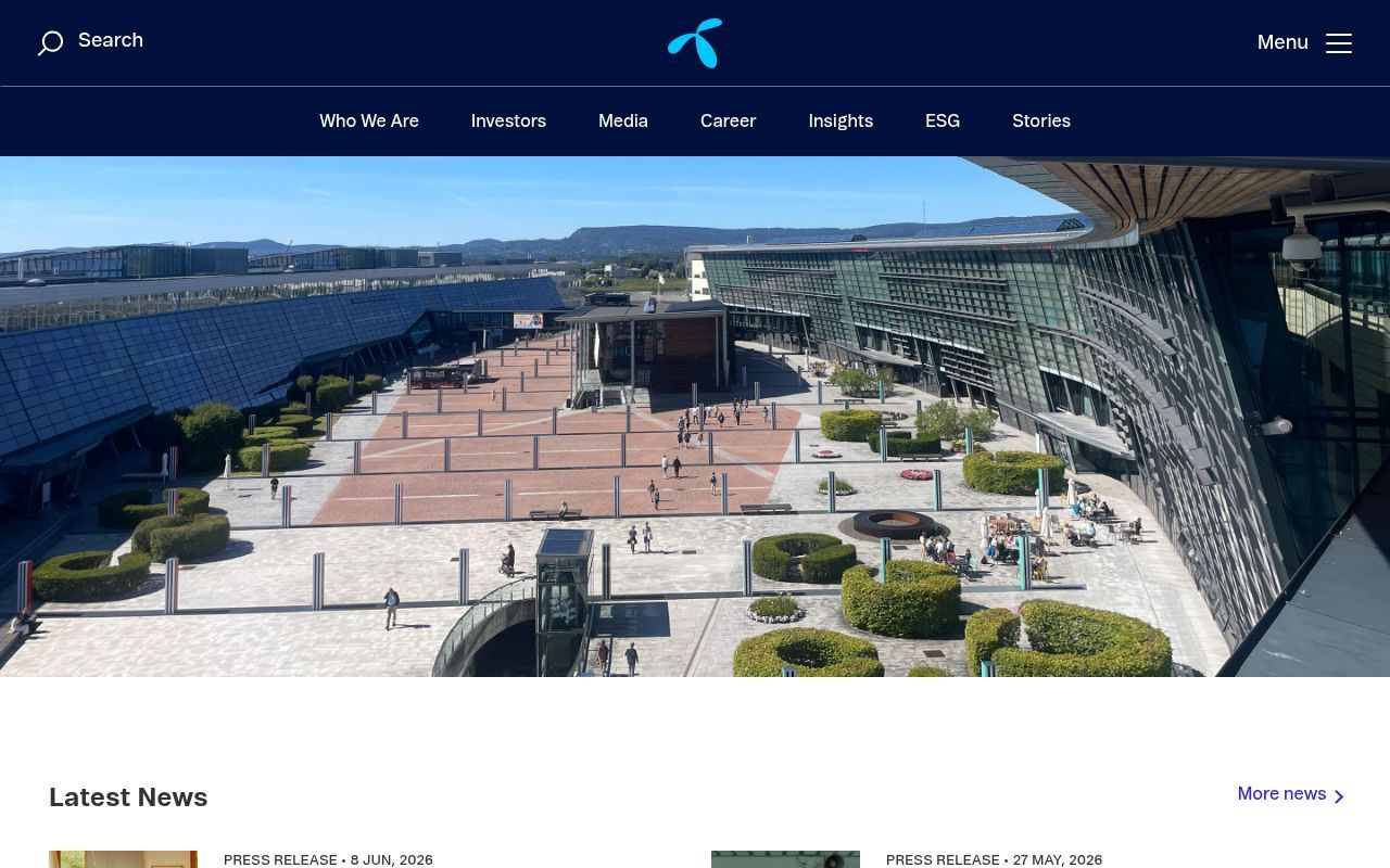 Homepage screenshot of telenor.com