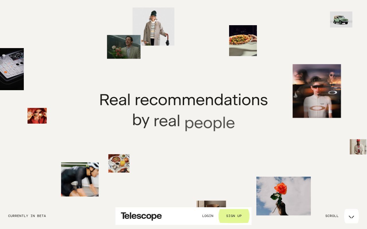 Homepage screenshot of telescope.fyi