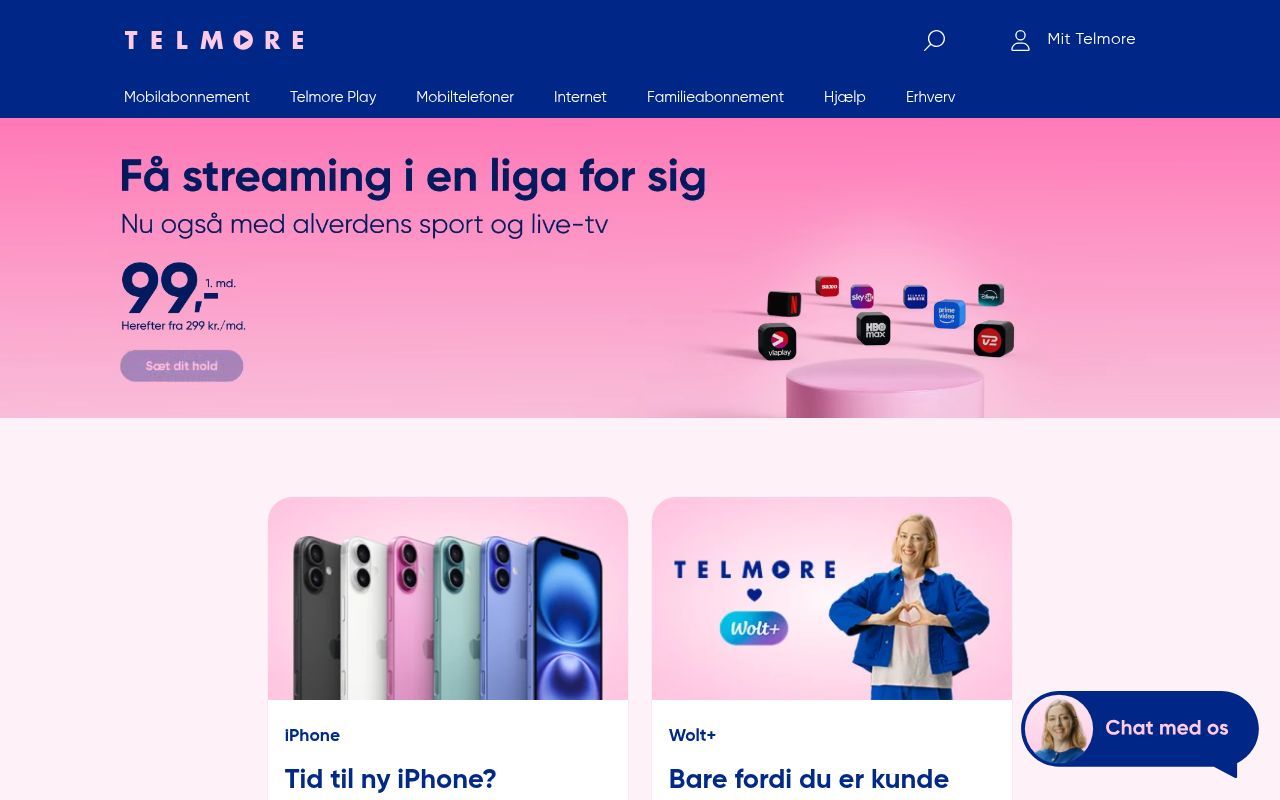 Homepage screenshot of telmore.dk