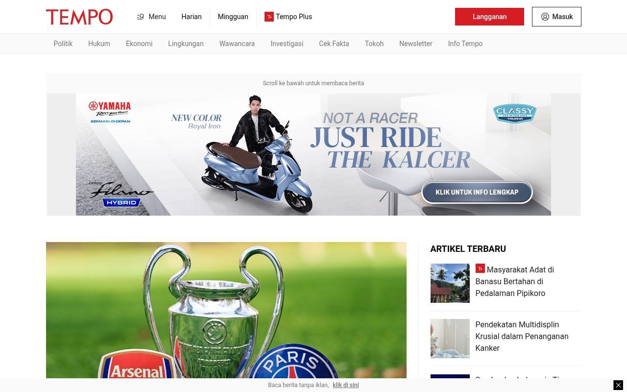 Homepage screenshot of tempo.co