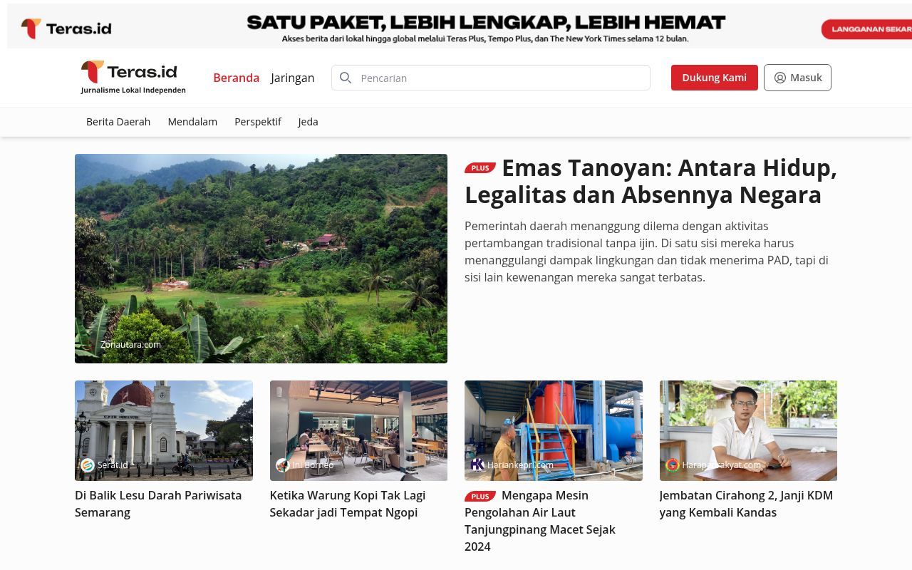 Homepage screenshot of teras.id