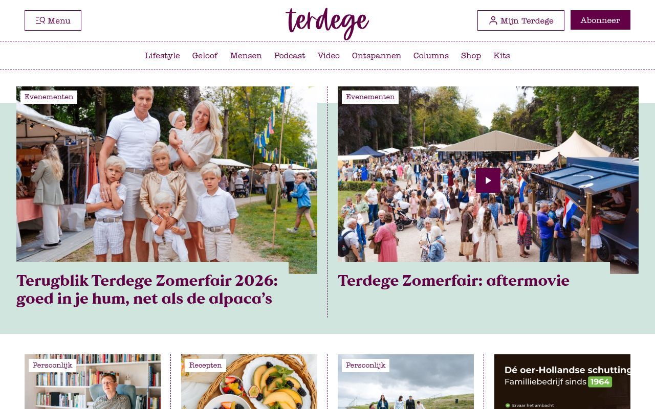 Homepage screenshot of terdege.nl