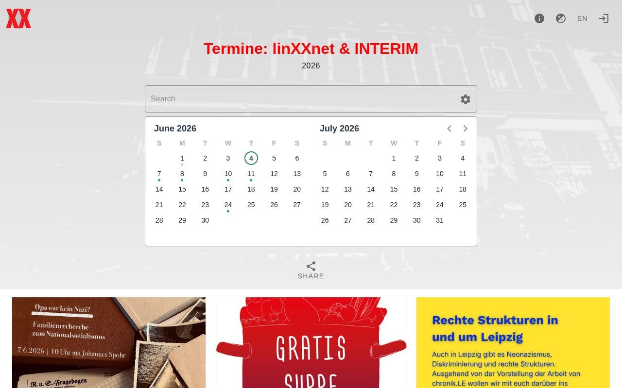 Homepage screenshot of termine.linxxnet.de