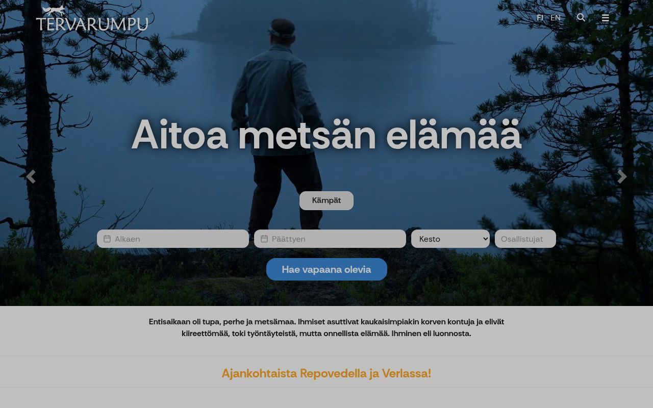 Homepage screenshot of tervarumpu.fi