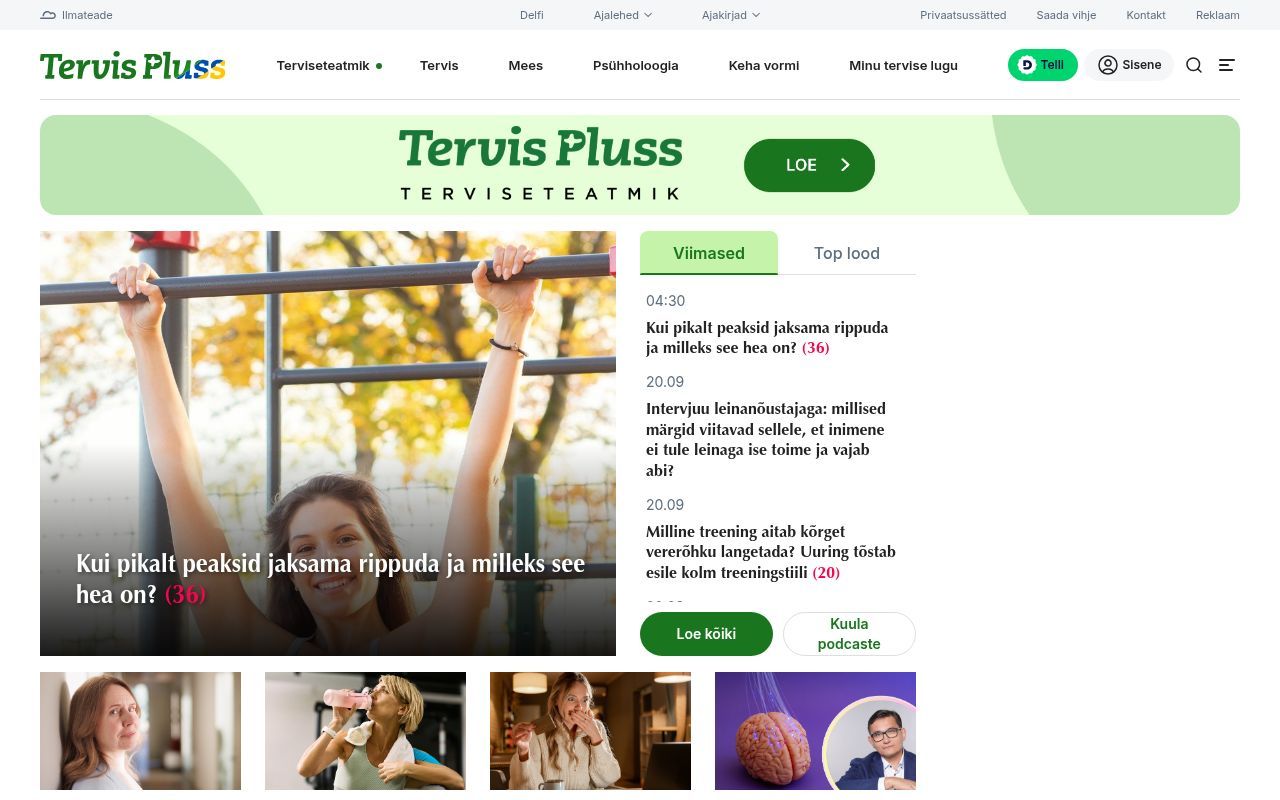 Homepage screenshot of tervispluss.delfi.ee