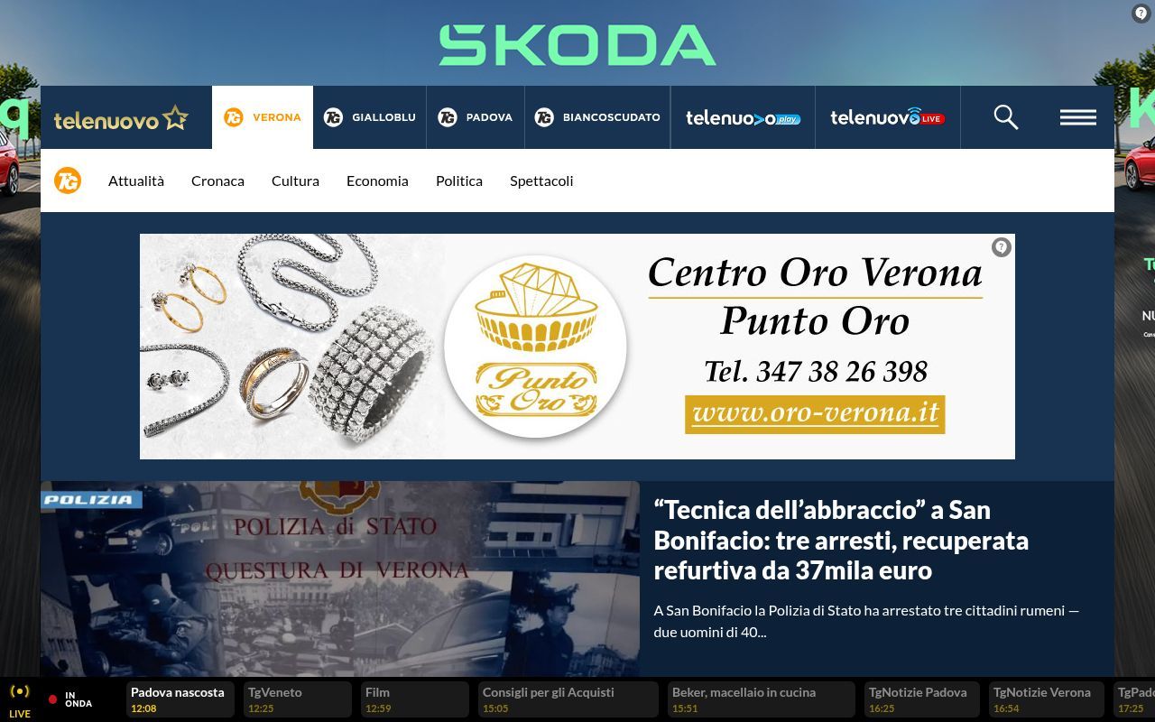Homepage screenshot of tgverona.telenuovo.it
