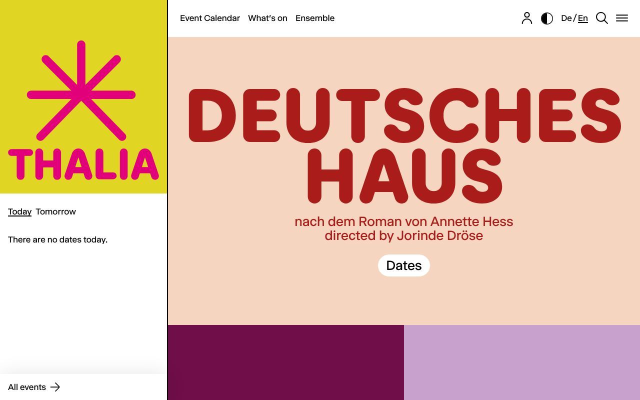 Homepage screenshot of thalia-theater.de