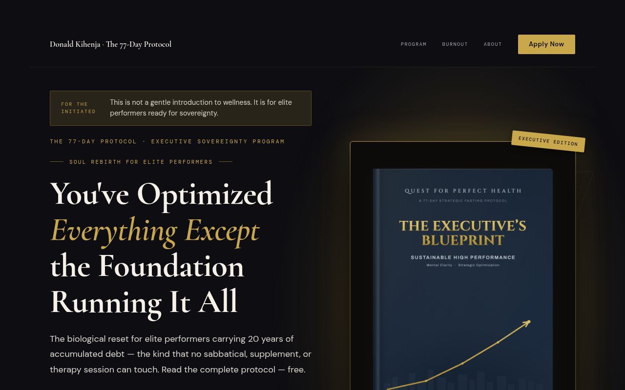 Homepage screenshot of the77dayprotocol.com