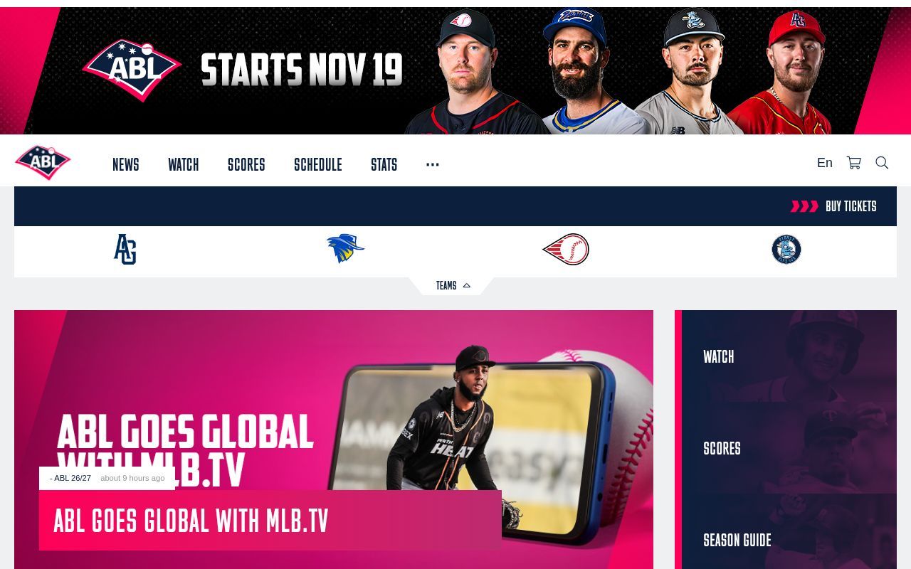 Homepage screenshot of theabl.com.au