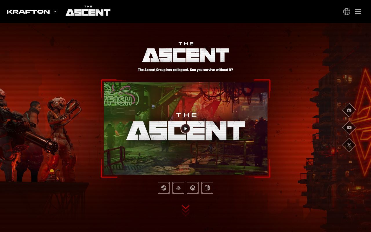 Homepage screenshot of theascent.krafton.com