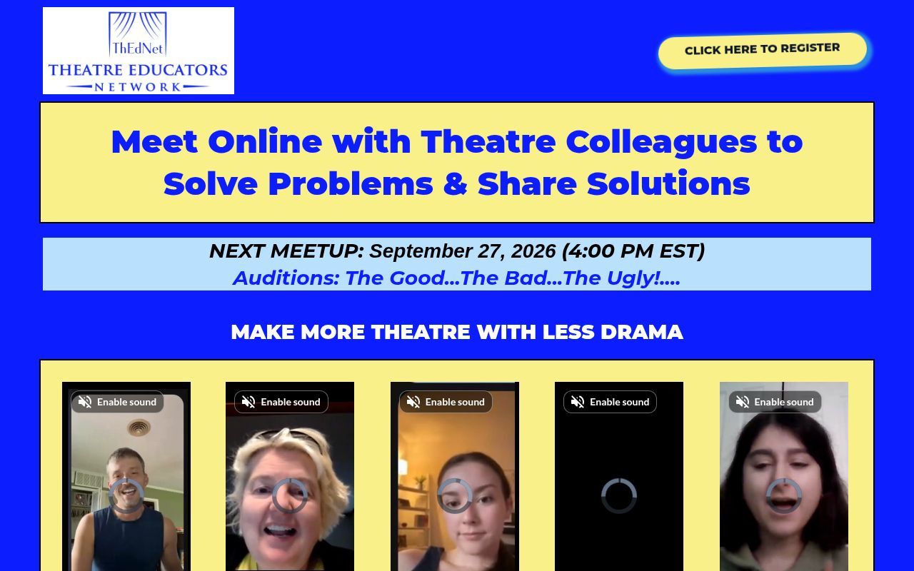 Homepage screenshot of theatreeducators.network