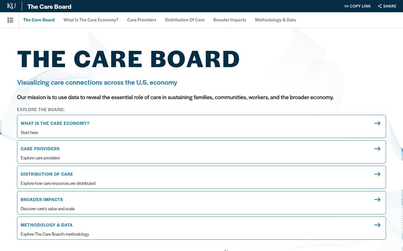 Homepage screenshot of thecareboard.org