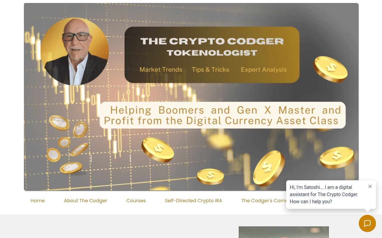Homepage screenshot of thecryptocodger.com