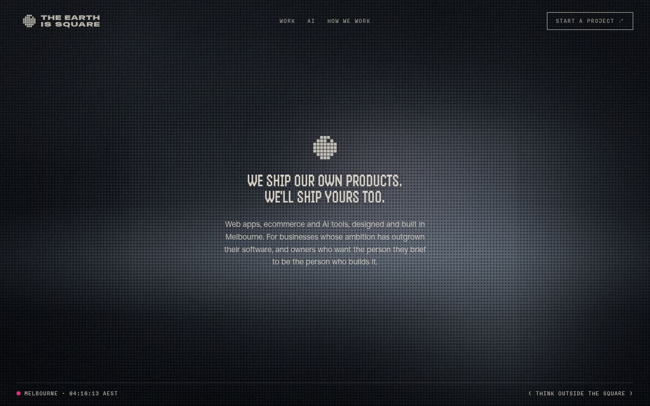 Homepage screenshot of theearthissquare.com