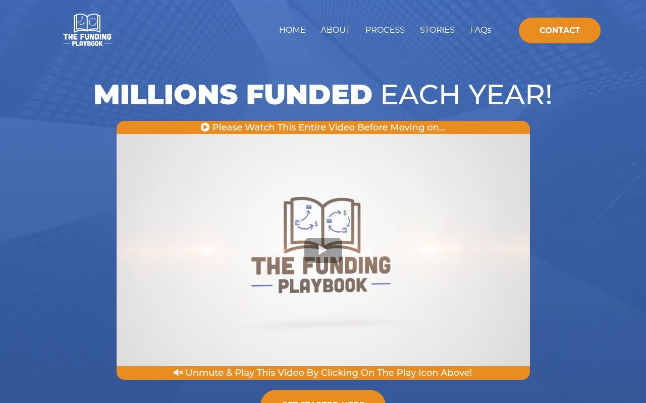 Homepage screenshot of thefundingplaybook.com