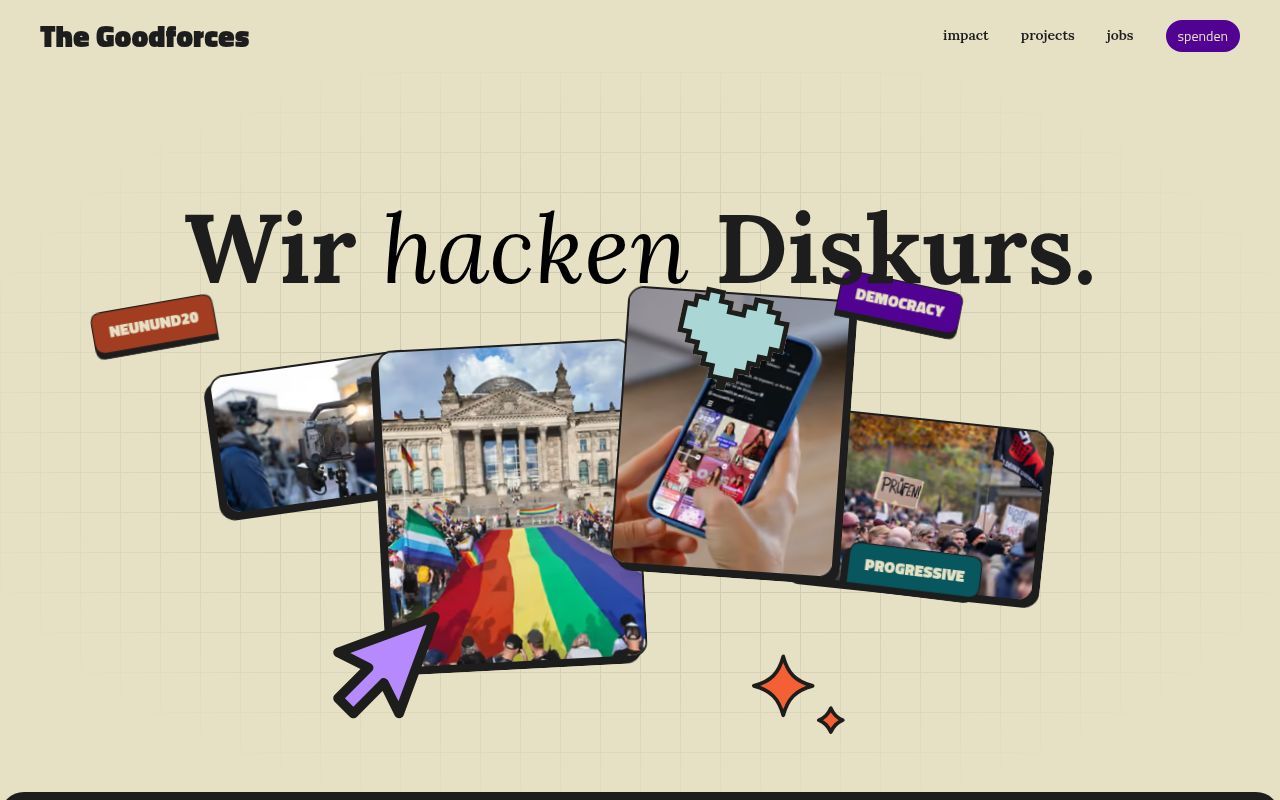 Homepage screenshot of thegoodforces.de