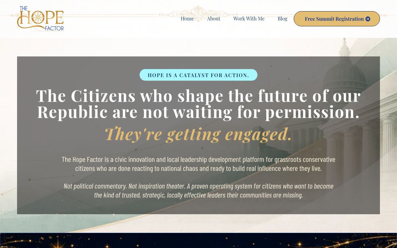 Homepage screenshot of thehopefactor.com