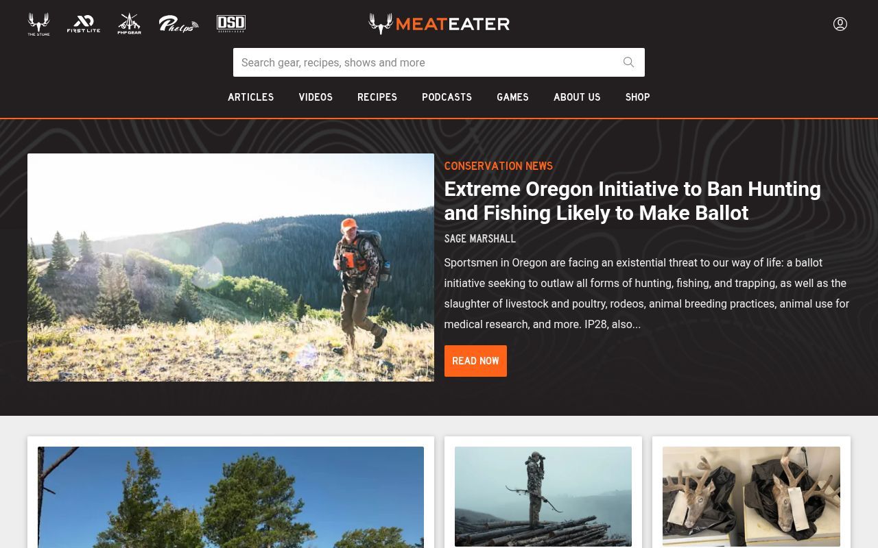 Homepage screenshot of themeateater.com
