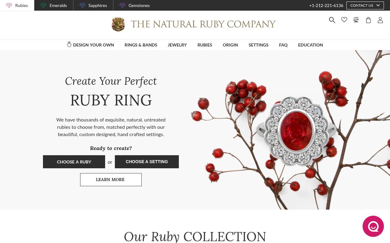 Homepage screenshot of thenaturalrubycompany.com