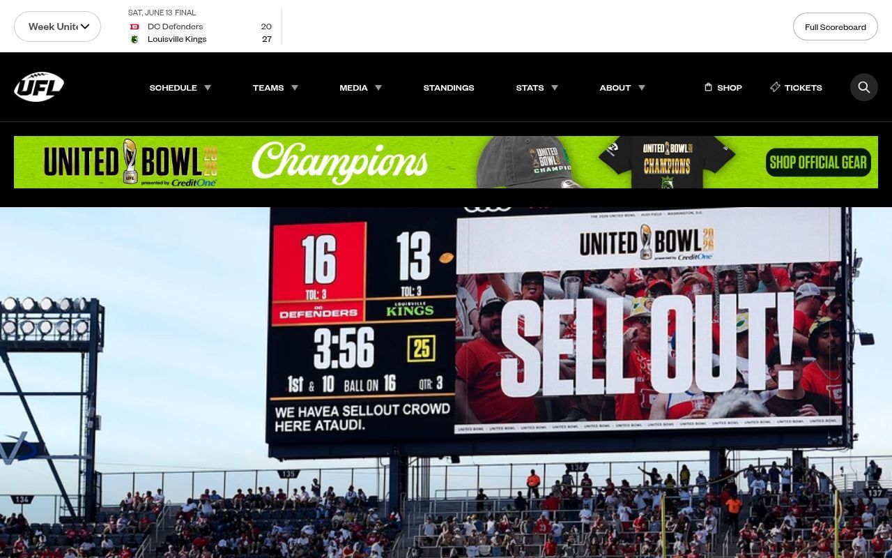 Homepage screenshot of theufl.com