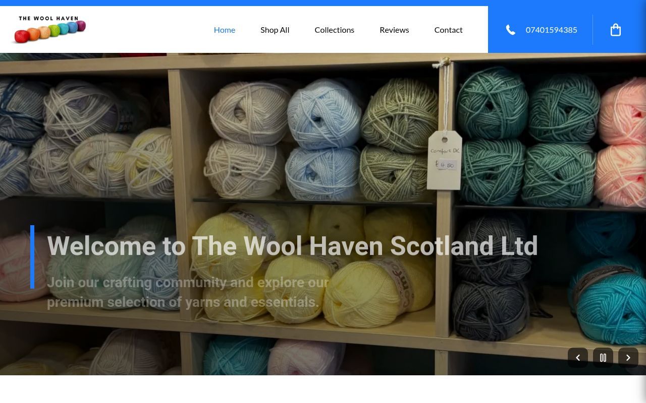 Homepage screenshot of thewoolhavenscotland.co.uk