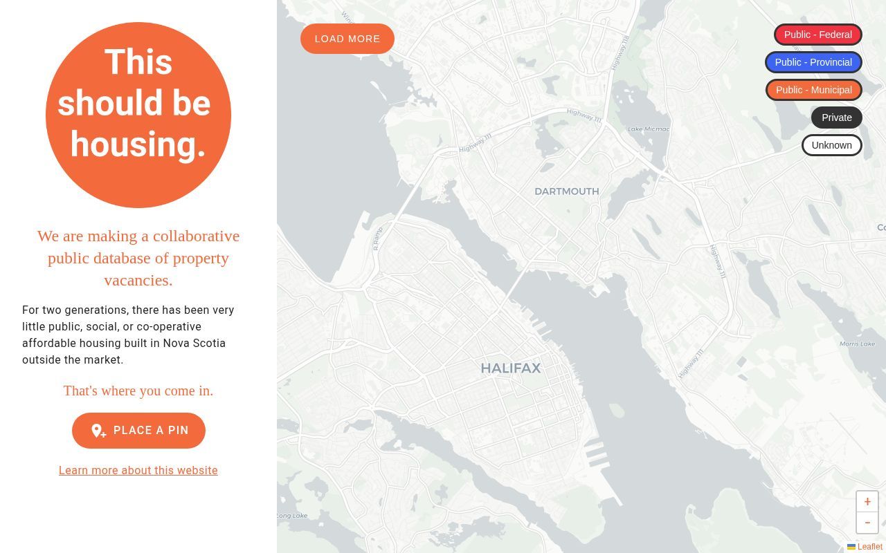 Homepage screenshot of thisshouldbehousing.com