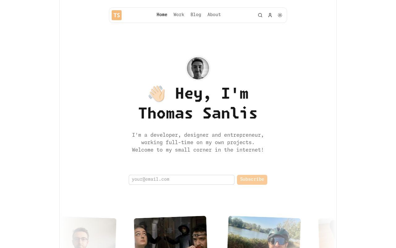 Homepage screenshot of thomas-sanlis.com