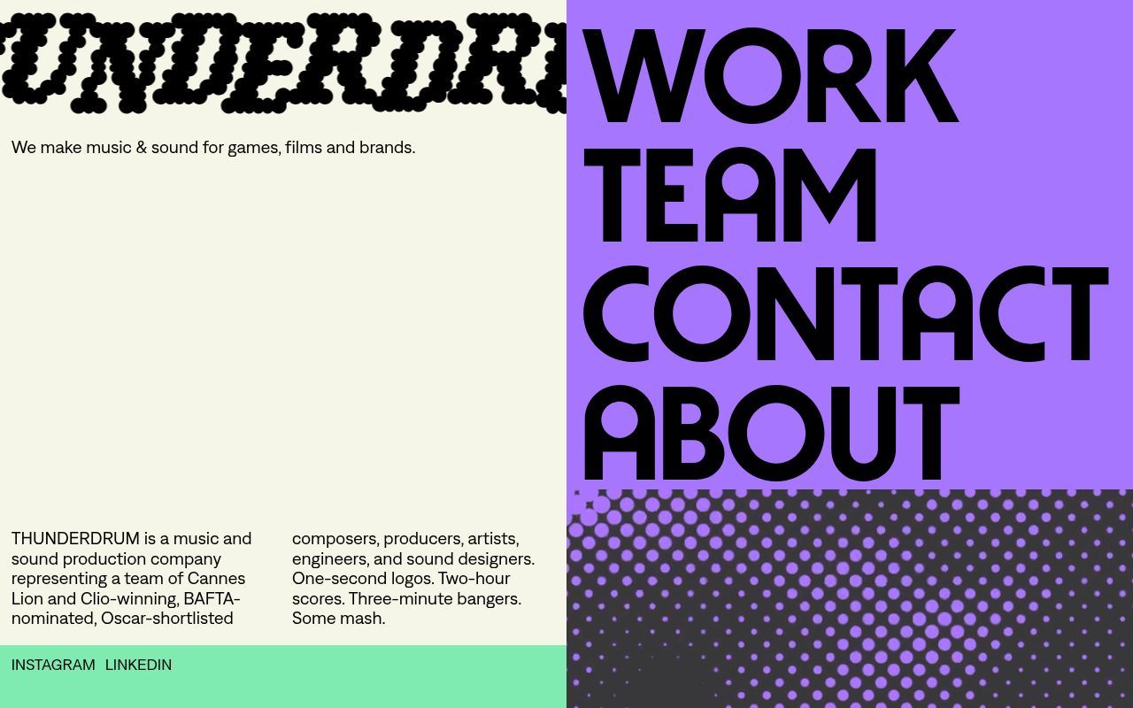 Homepage screenshot of thunderdrum.team