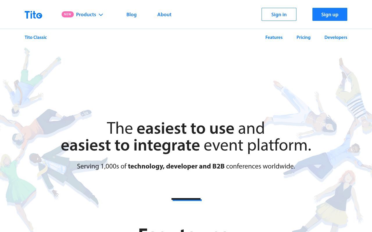 Homepage screenshot of ti.to