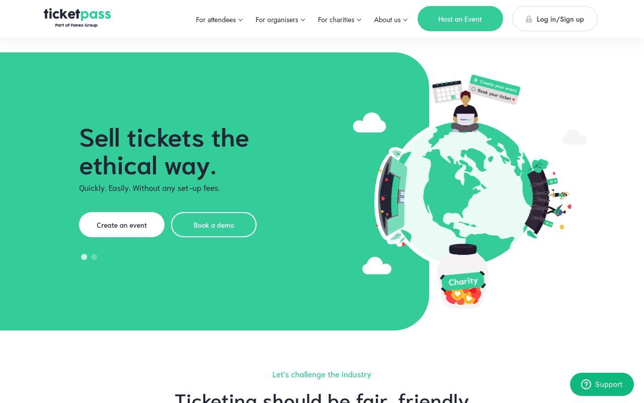 Homepage screenshot of ticketpass.org