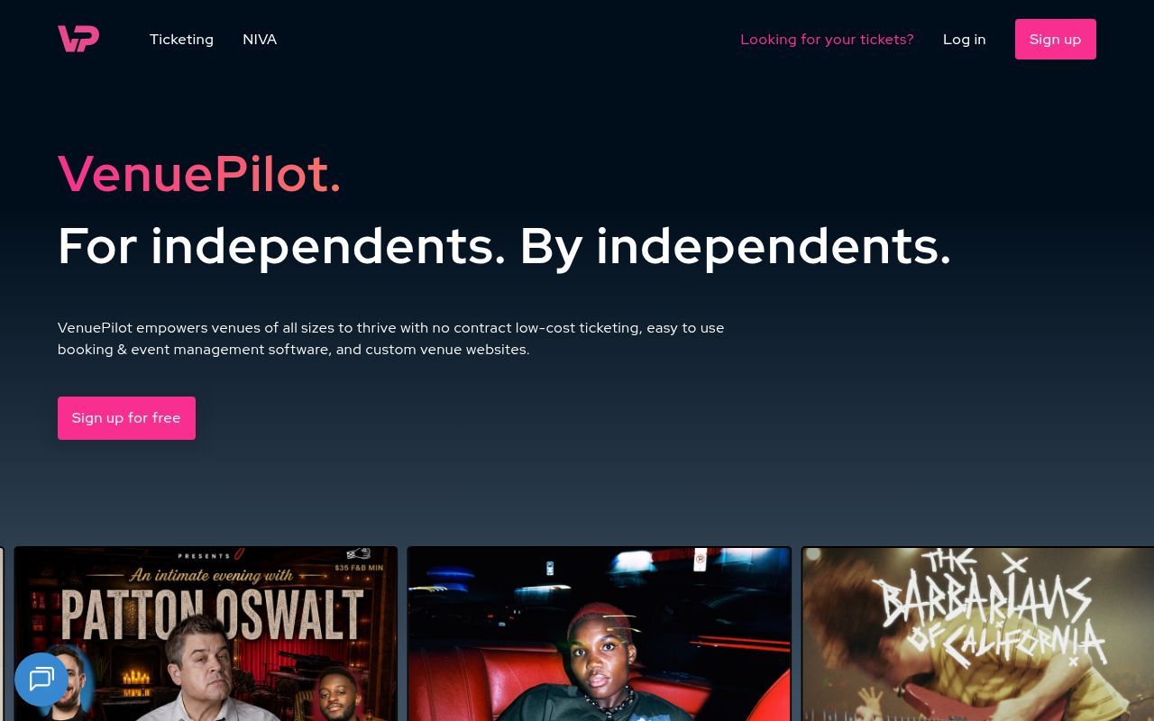 Homepage screenshot of tickets.venuepilot.com