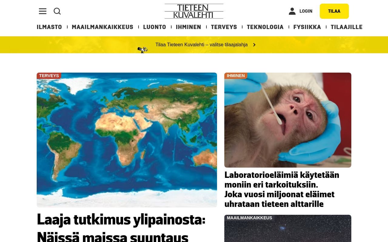 Homepage screenshot of tieku.fi