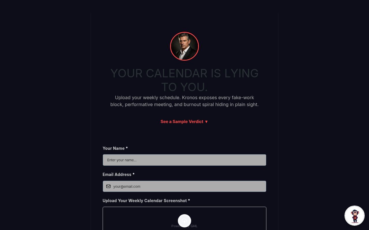 Homepage screenshot of timeblind.lazyent.com