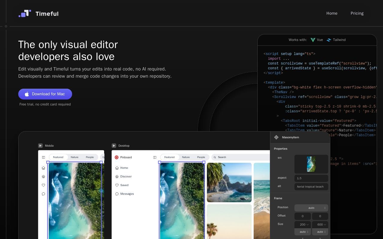Homepage screenshot of timeful.io