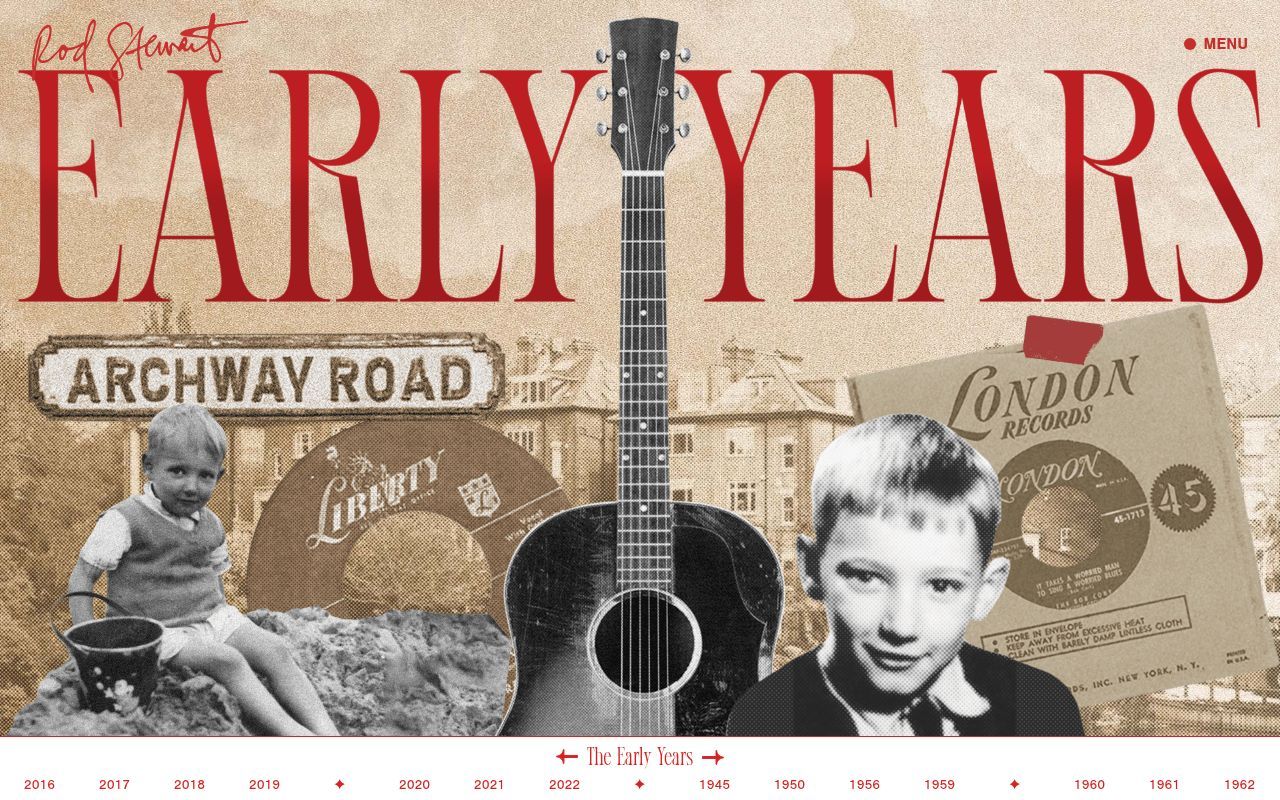 Homepage screenshot of timeline.rodstewart.com