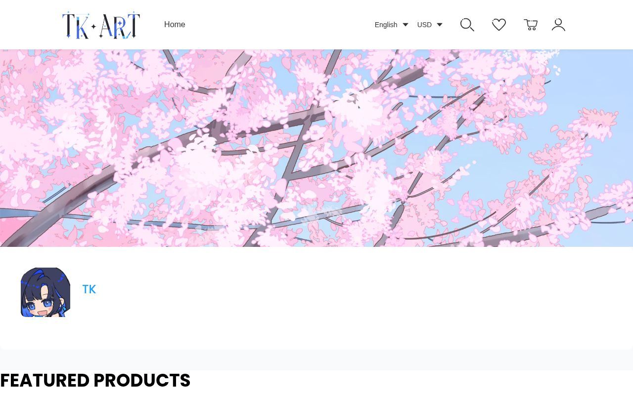 Homepage screenshot of tksnim.artiststore.com