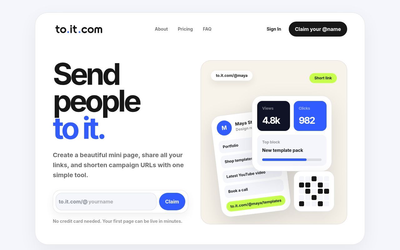 Homepage screenshot of to.it.com