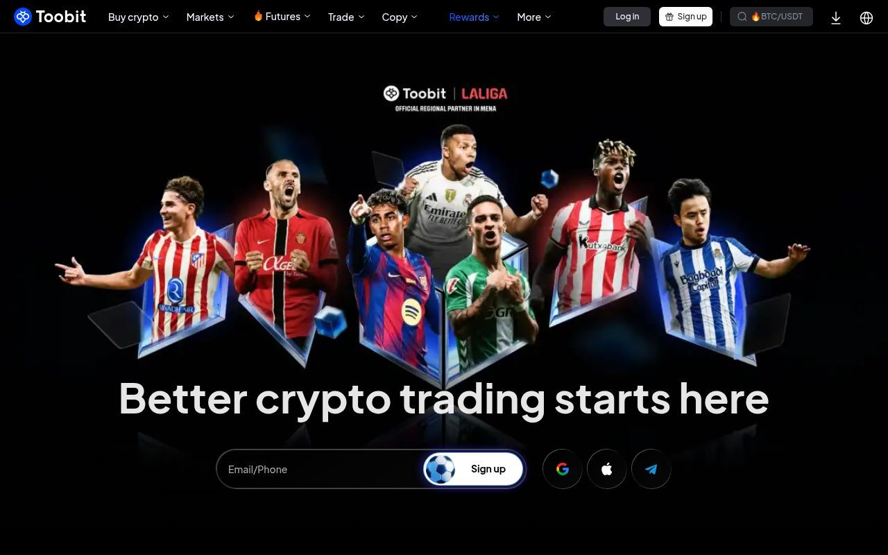 Homepage screenshot of toobit.com