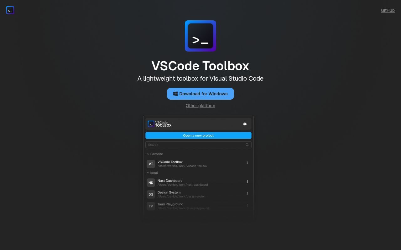Homepage screenshot of toolbox.trenlok.com