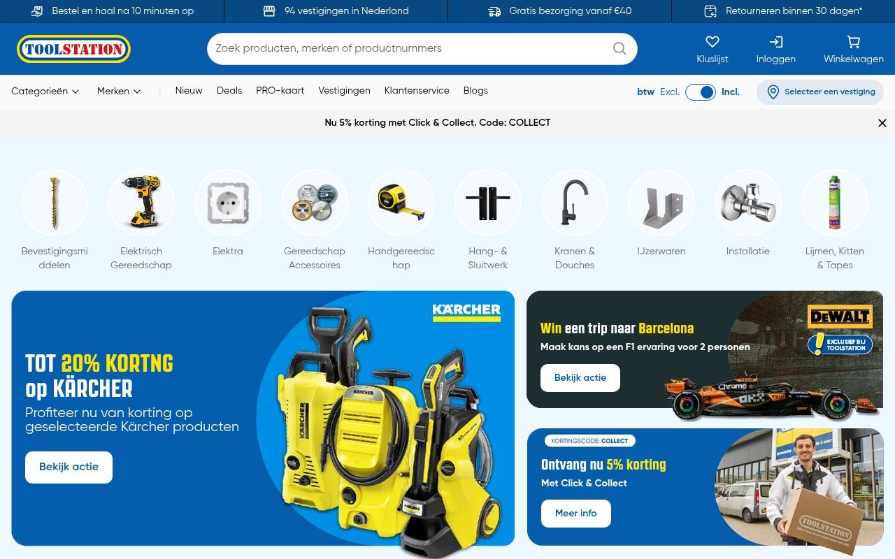 Homepage screenshot of toolstation.nl