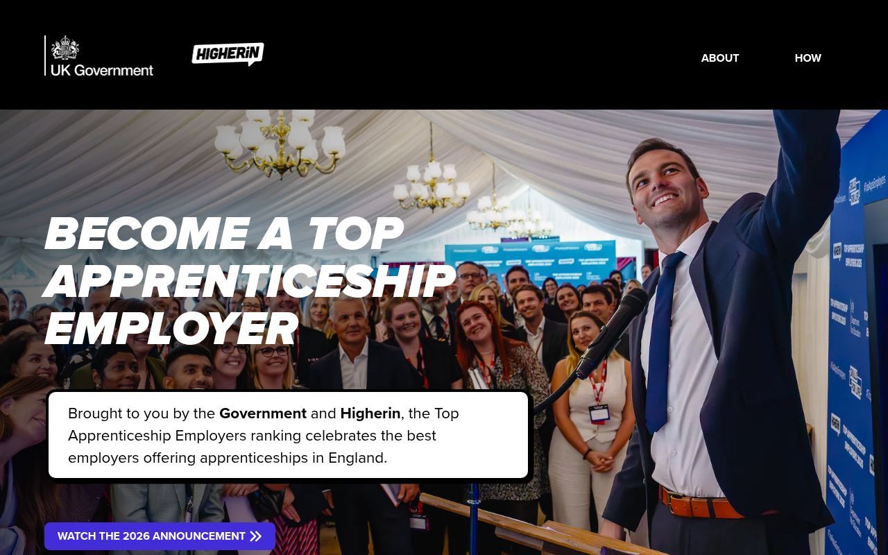 Homepage screenshot of top-apprenticeshipemployers.co.uk