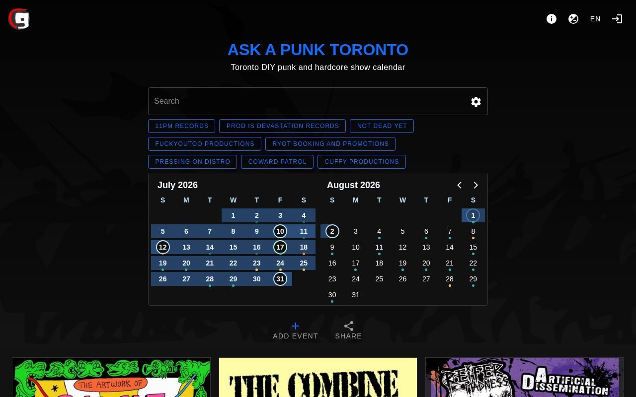 Homepage screenshot of toronto.askapunk.net