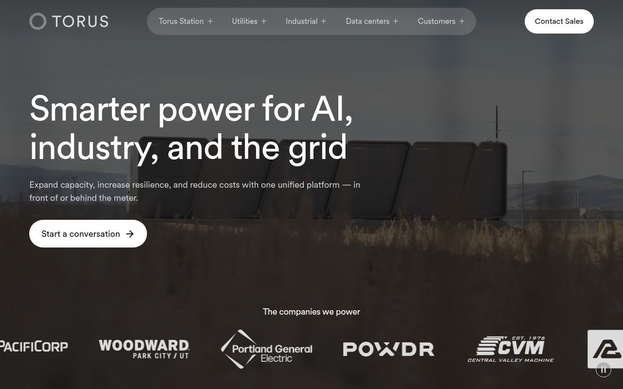 Homepage screenshot of torus.co